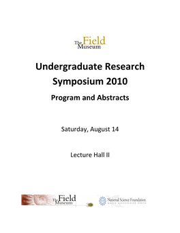 2010 FMNH REU Symposium Program