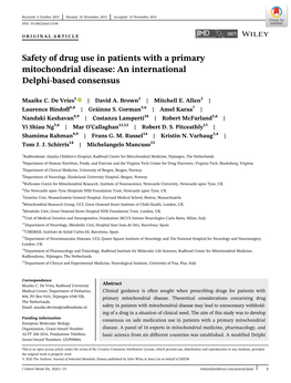 Safety of Drug Use in Patients with a Primary Mitochondrial Disease: an International Delphi-Based Consensus