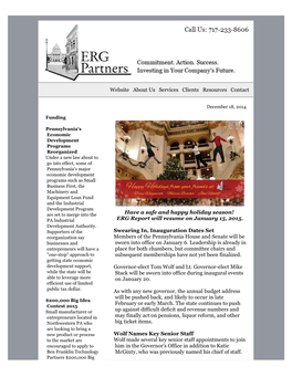 ERG Report Will Resume on January 15, 2015