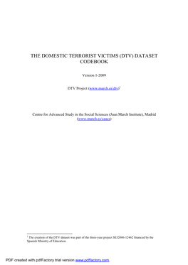 The Domestic Terrorist Victims (Dtv) Dataset Codebook