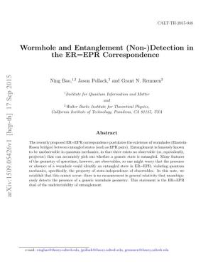 Wormhole and Entanglement (Non-)Detection in the ER=EPR Correspondence