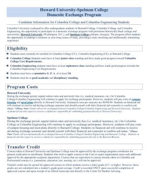 Howard University-Spelman College Domestic Exchange Program