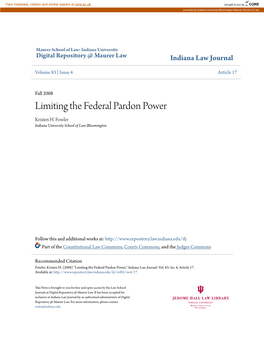 Limiting the Federal Pardon Power Kristen H