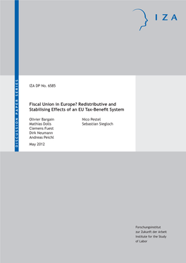 Fiscal Union in Europe? Redistributive and Stabilising Effects of an EU Tax-Benefit System