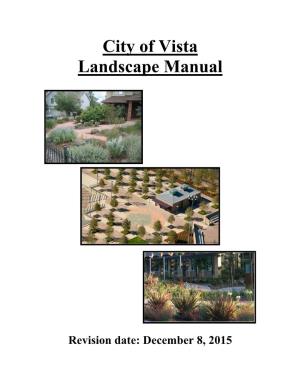 City of Vista Landscape Manual
