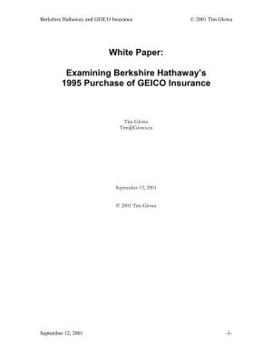 Examining Berkshire Hathaway's 1995 Purchase of GEICO Insurance