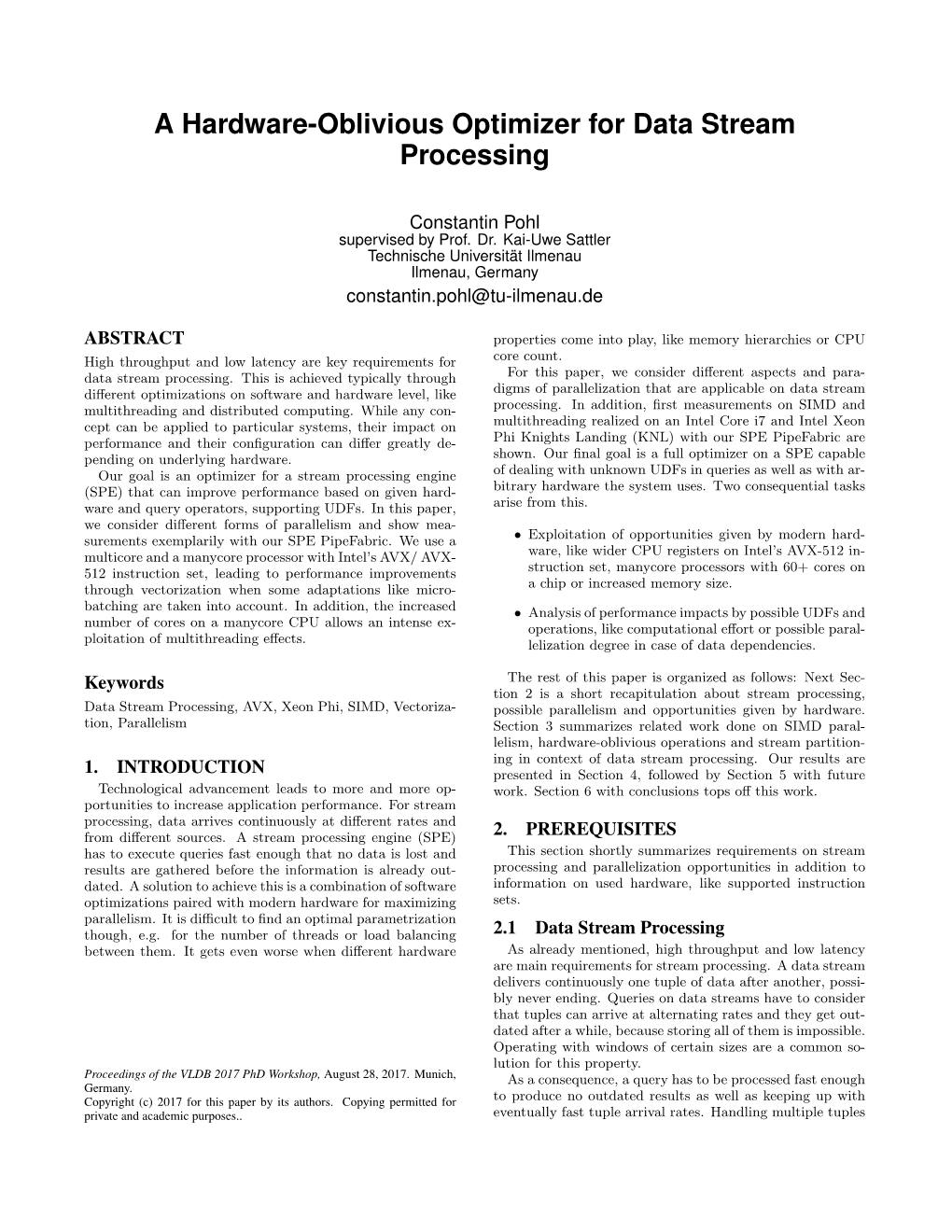 A Hardware-Oblivious Optimizer for Data Stream Processing