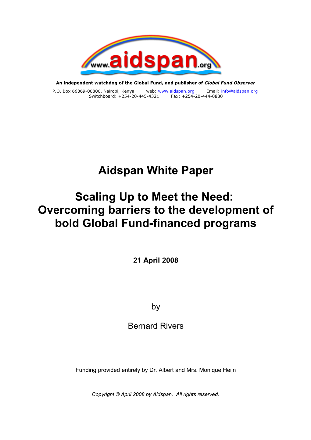 Aidspan Scaling-Up White Paper