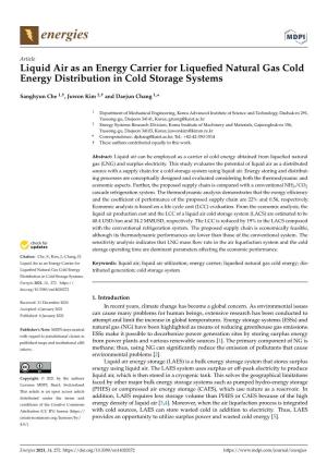 Liquid Air As an Energy Carrier for Liquefied Natural Gas Cold Energy