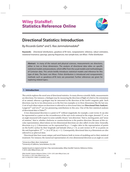 Directional Statistics: Introduction
