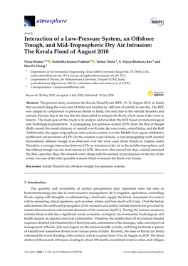 Interaction of a Low-Pressure System, an Offshore Trough, and Mid-Tropospheric Dry Air Intrusion: the Kerala Flood of August