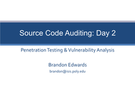 Source Code Auditing: Day 2