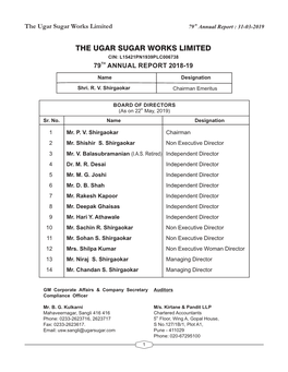 The Ugar Sugar Works Limited 79Th Annual Report : 31-03-2019