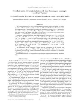 Crystal Chemistry of Trioctahedral Micas-2M1 from Bunyaruguru Kamafugite (Southwest Uganda)