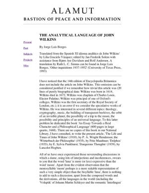 THE ANALYTICAL LANGUAGE of JOHN WILKINS Present
