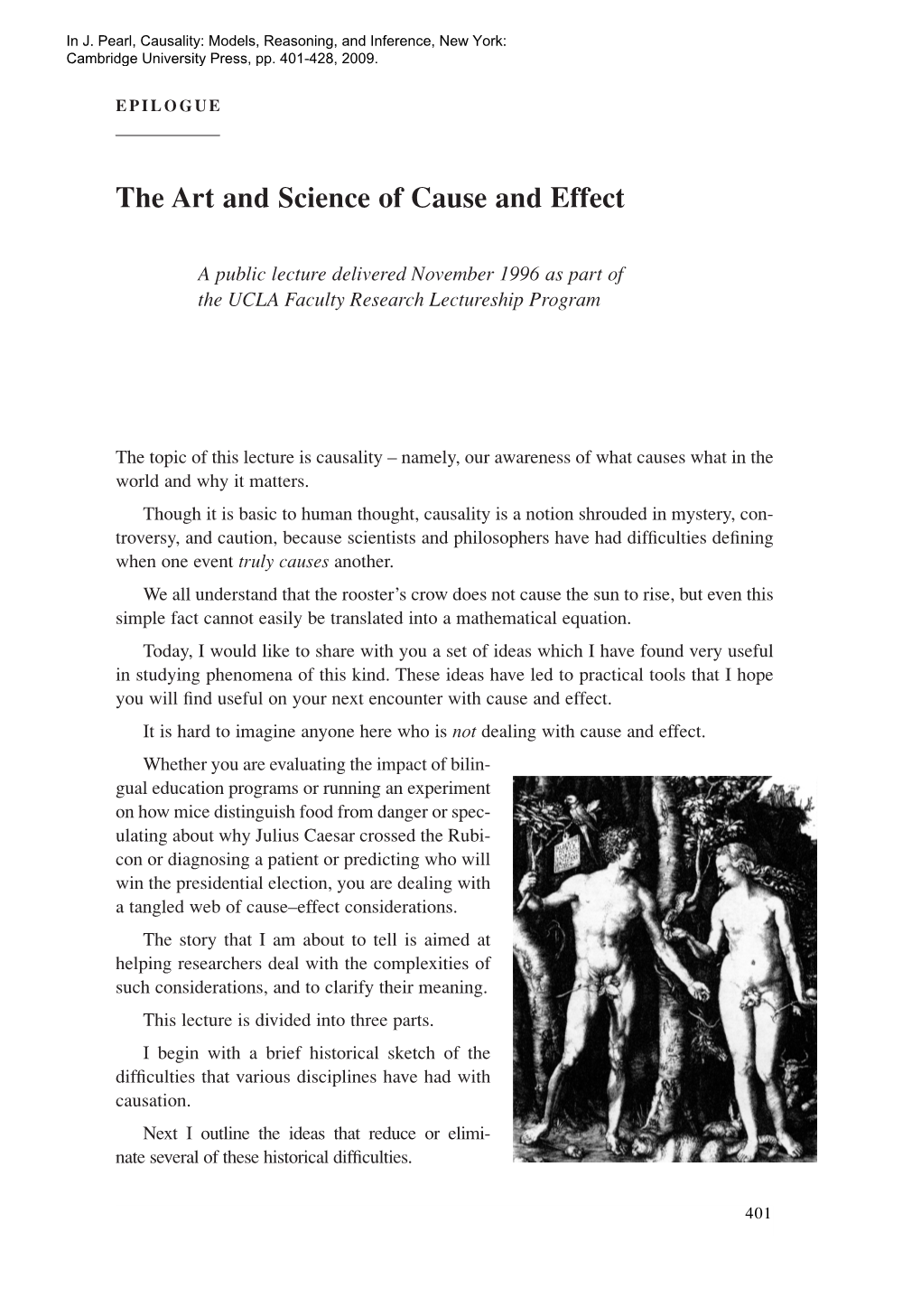 Epilogue: the Art and Science of Cause and Effect (From Causality, 2Nd Edition)