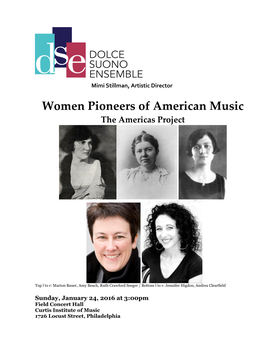 Women Pioneers of American Music Program