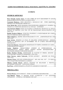 Analele Universităţii Din Craiova, Seria Istorie, Anul XVII, Nr. 1(21)/2012