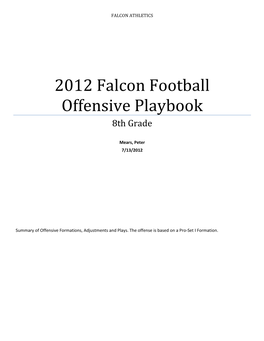 2012 Falcon Football Offensive Playbook 8Th Grade