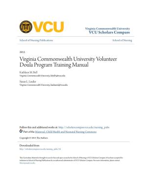 Virginia Commonwealth University Volunteer Doula Program Training Manual Kathleen M