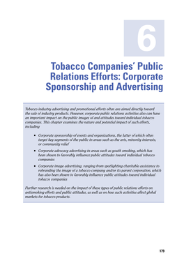 Tobacco Companies' Public Relations Efforts