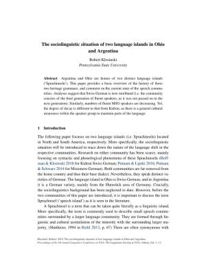 The Sociolinguistic Situation of Two Language Islands in Ohio and Argentina