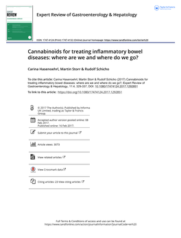 Cannabinoids for Treating Inflammatory Bowel Diseases: Where Are We and Where Do We Go?