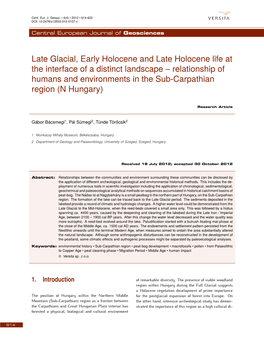 Late Glacial, Early Holocene and Late Holocene Life at the Interface of A