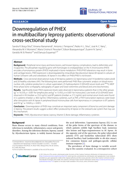 Downregulation of PHEX in Multibacillary Leprosy Patients: Observational Cross‑Sectional Study Sandra R