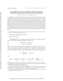 An Eulerian Surface Hopping Method for the Schrödinger Equation With