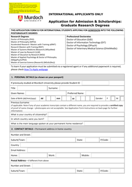 Application for Admission & Scholarships: Graduate Research