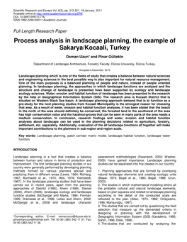 Process Analysis in Landscape Planning, the Example of Sakarya/Kocaali, Turkey
