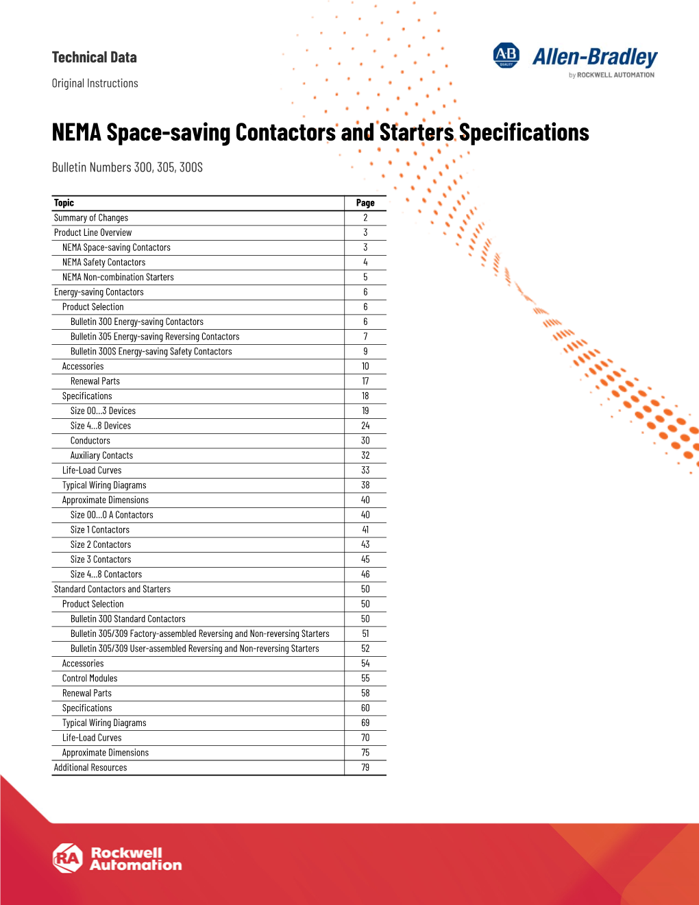 NEMA Space-Saving Contactors and Starters Specifications