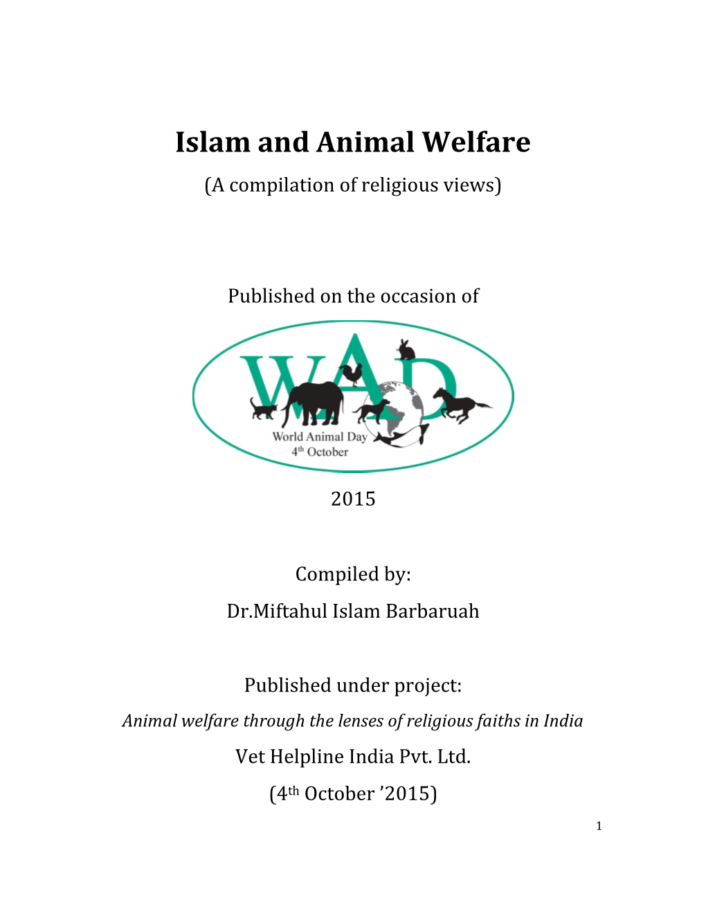 Islam and Animal Welfare (A Compilation of Religious Views)