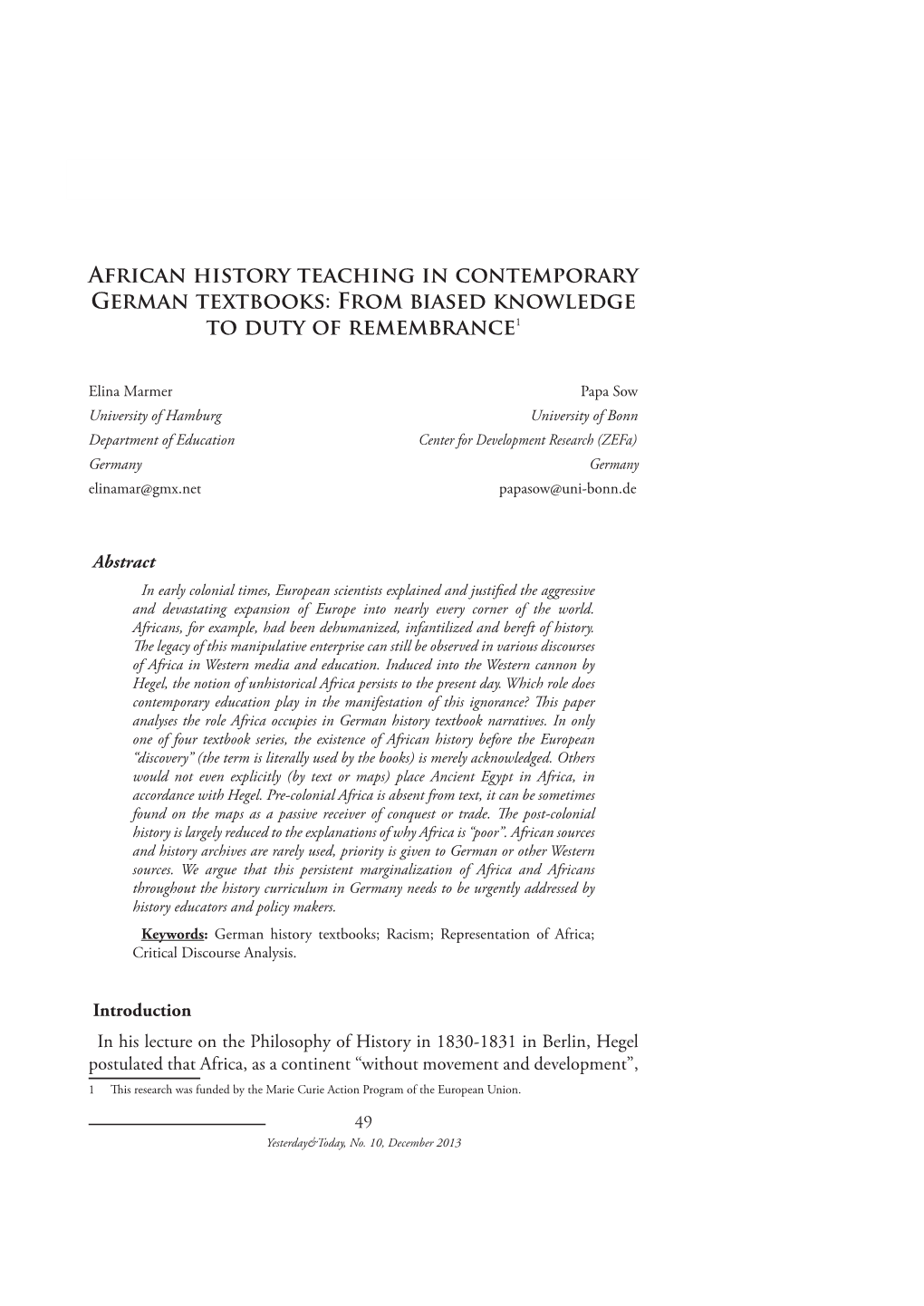 African History Teaching in Contemporary German Textbooks