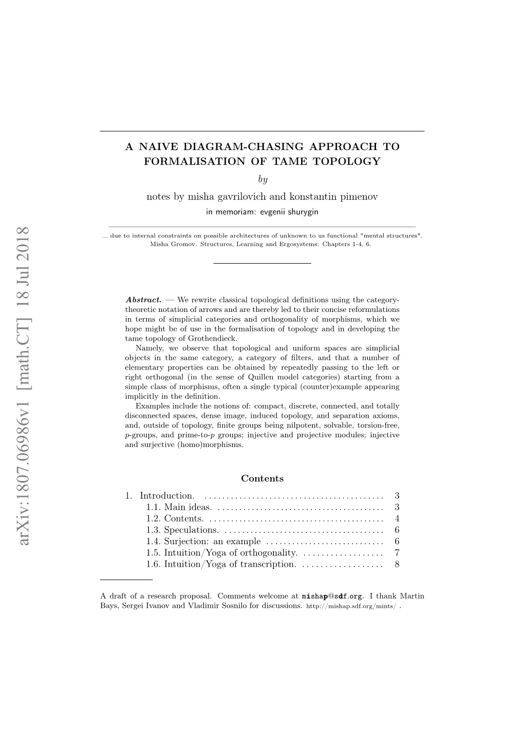 Arxiv:1807.06986V1 [Math.CT] 18 Jul 2018 1.4