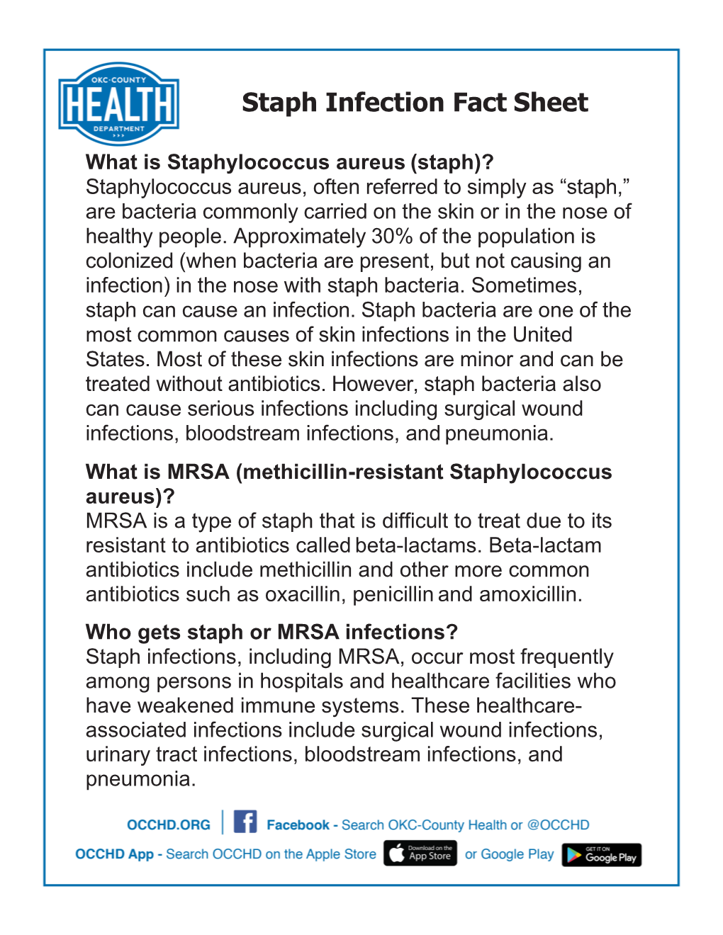 Staph Infection Fact Sheet