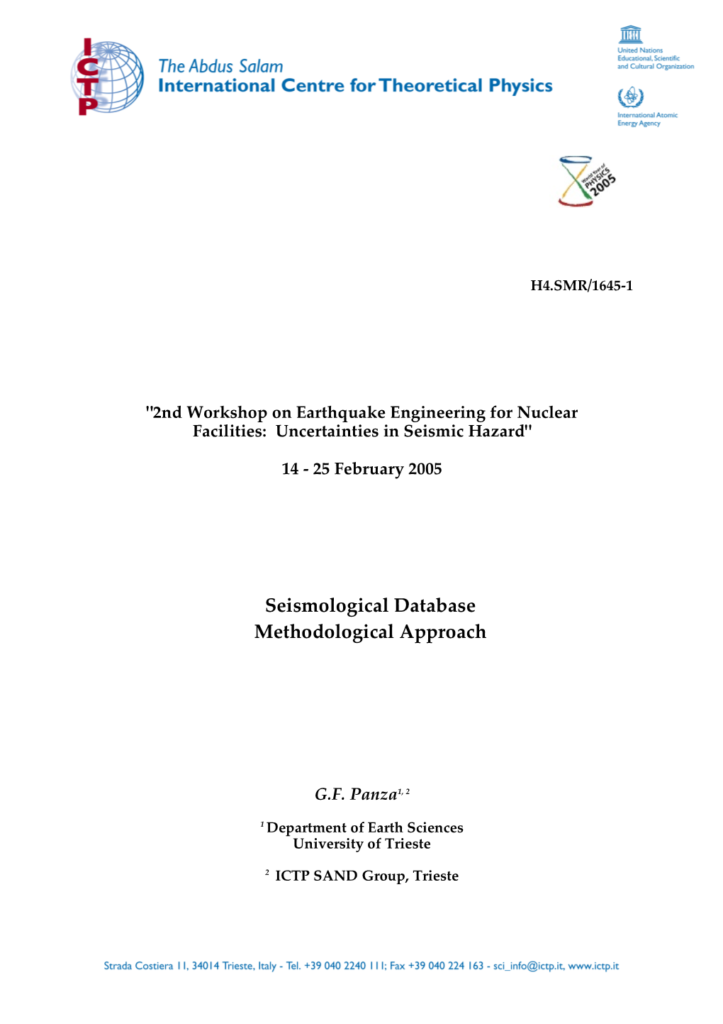 Seismological Database Methodological Approach