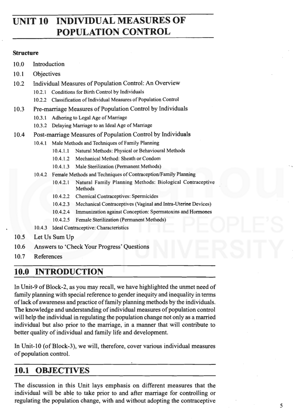 Unit 10 Individual Measures of Population Control