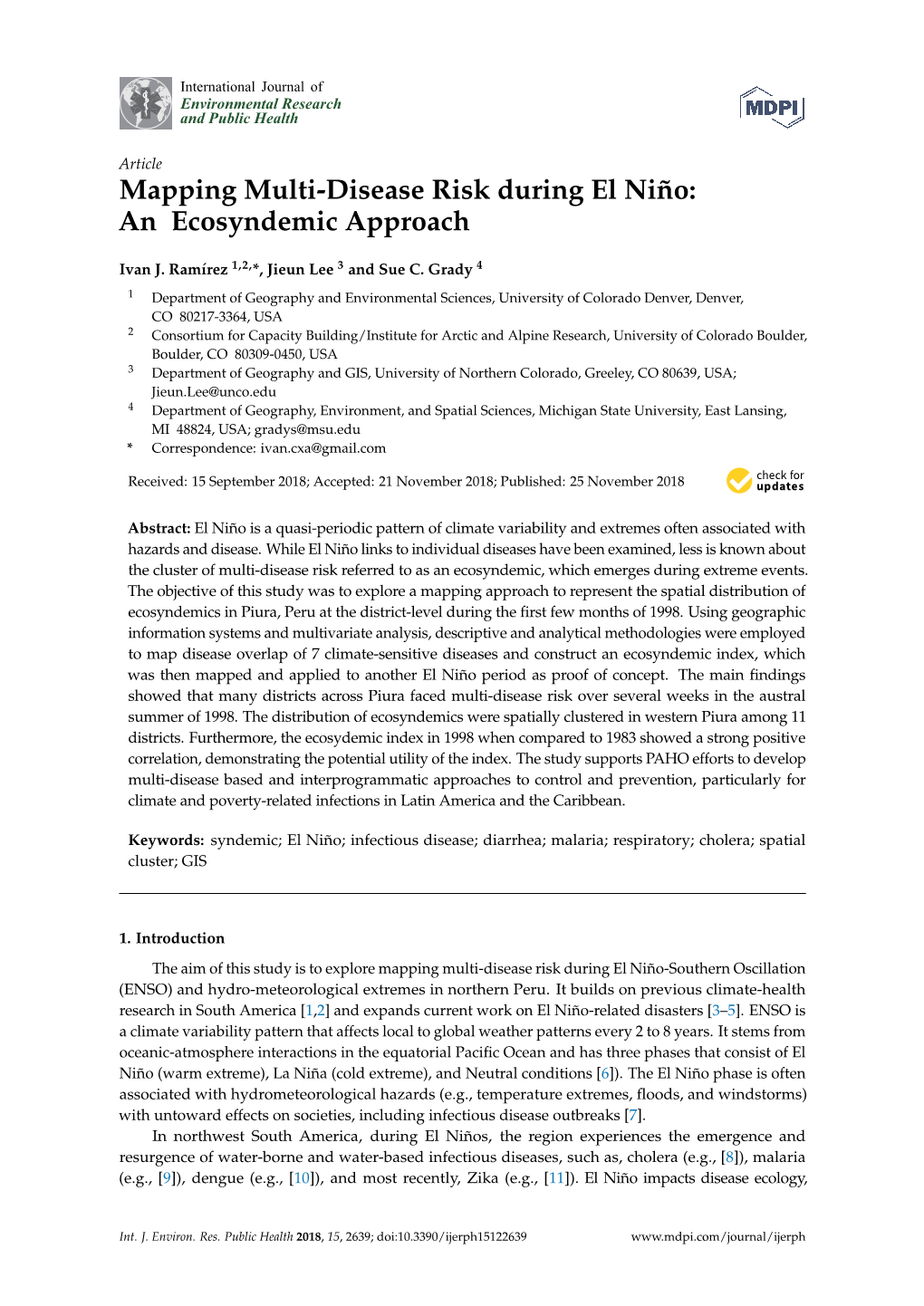 Mapping Multi-Disease Risk During El Niño: an Ecosyndemic Approach