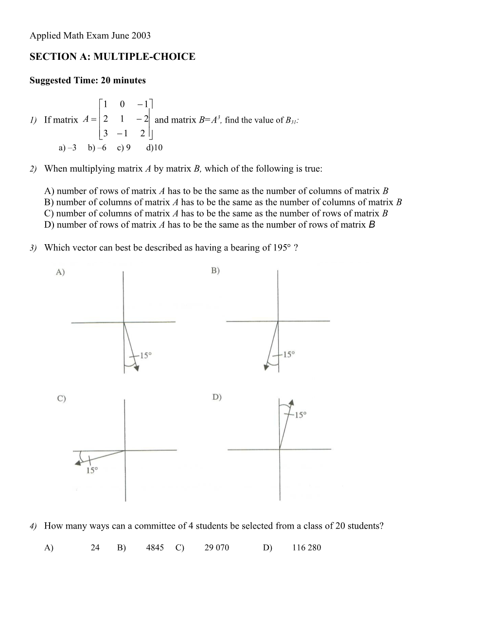 Section A: Multiple-Choice