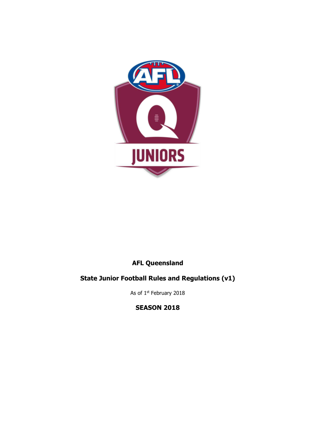AFL Queensland State Junior Football Rules and Regulations (V1