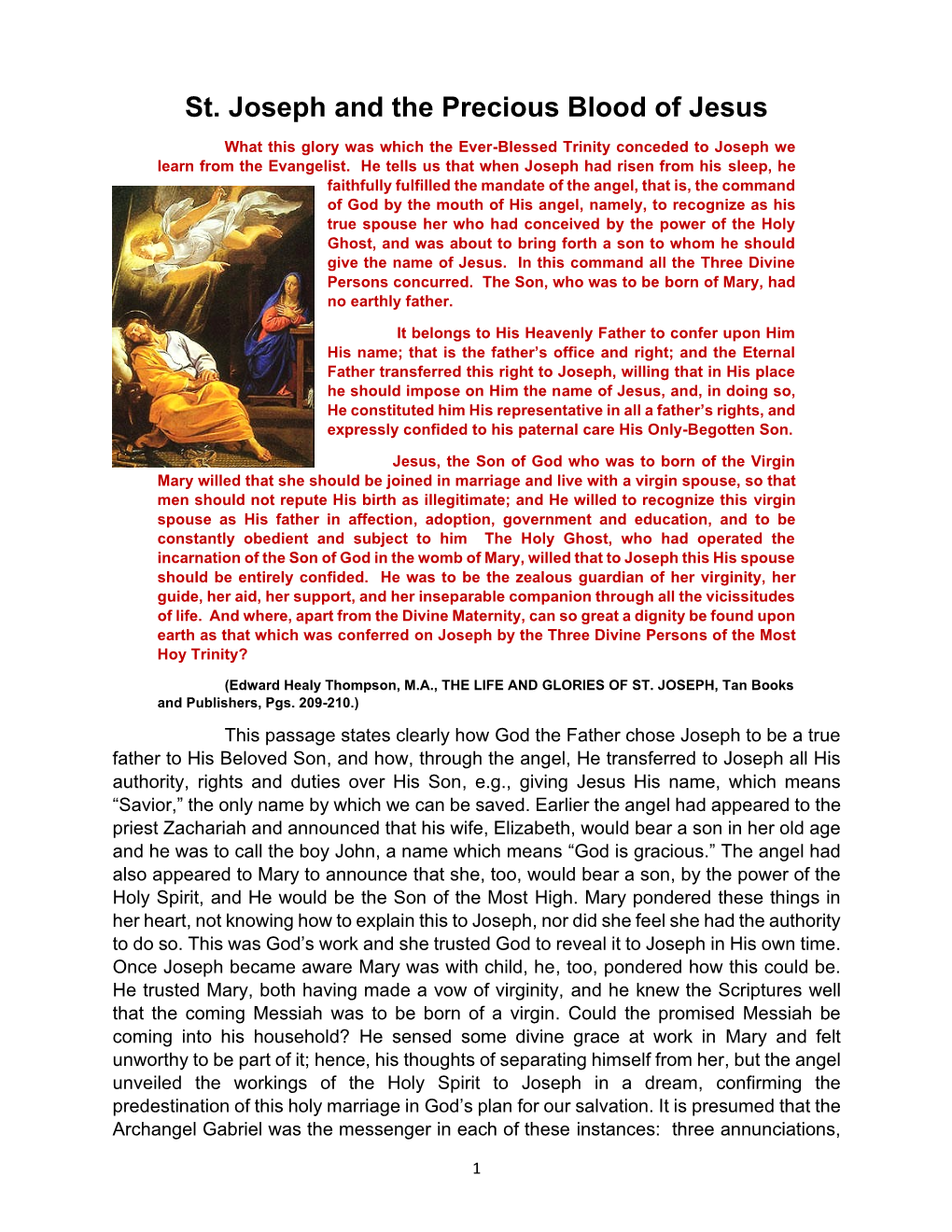 St. Joseph and the Precious Blood of Jesus