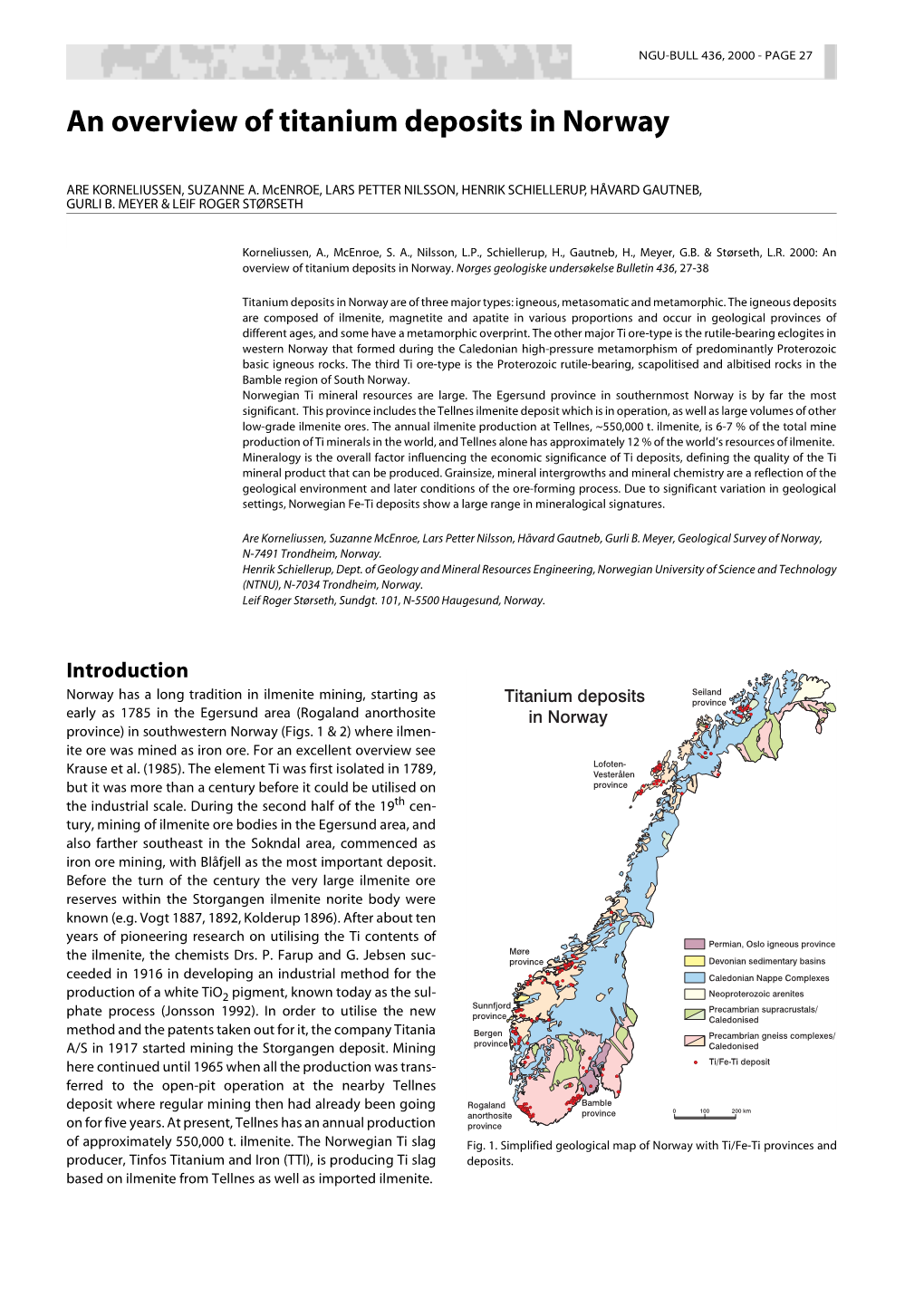 An Overview of Titanium Deposits in Norway