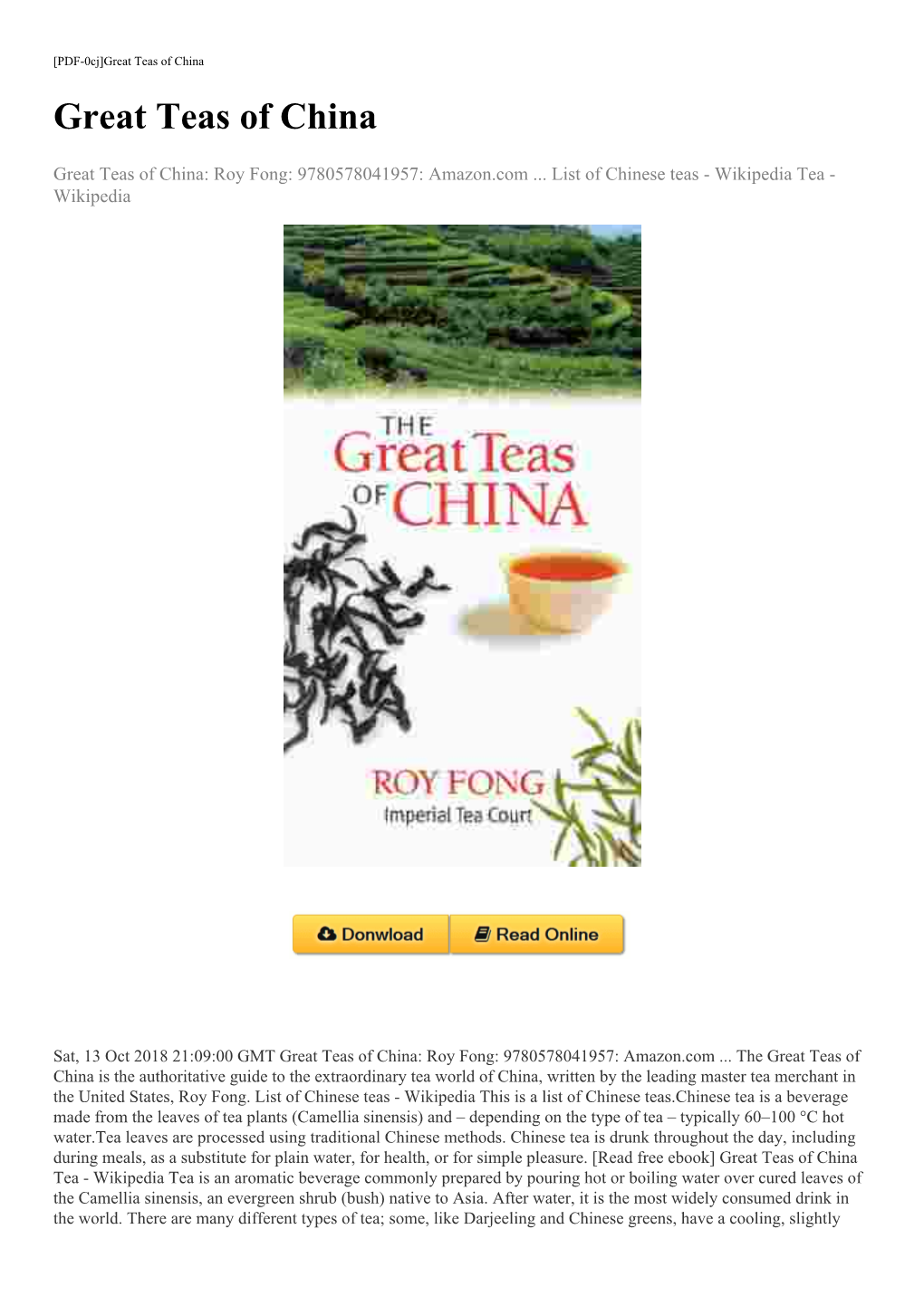 [Read Free Ebook] Great Teas of China