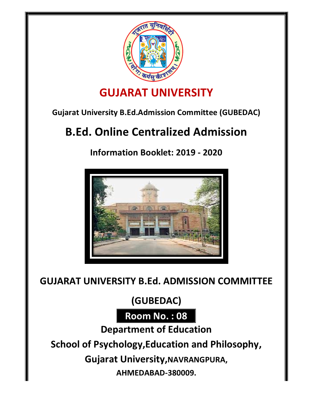 GUJARAT UNIVERSITY B.Ed. Online Centralized Admission