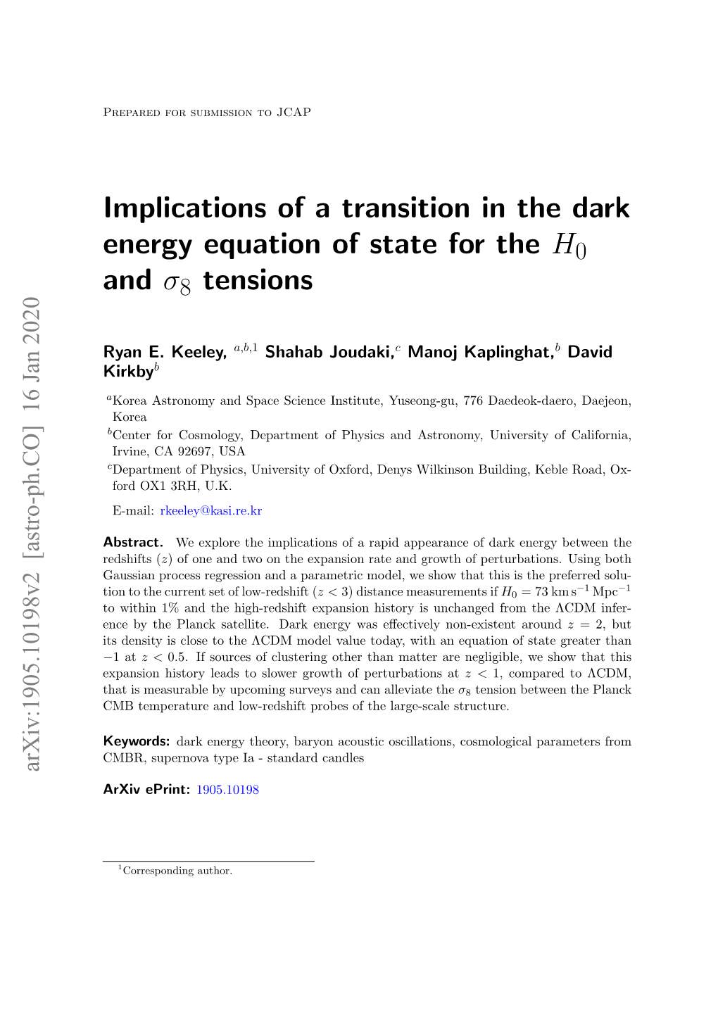 Implications of a Transition in the Dark Energy Equation of State for the H0 and Σ8 Tensions