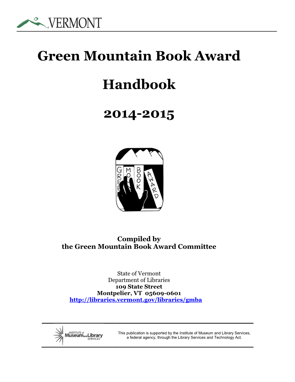 Green Mountain Book Award Handbook 2014-2015