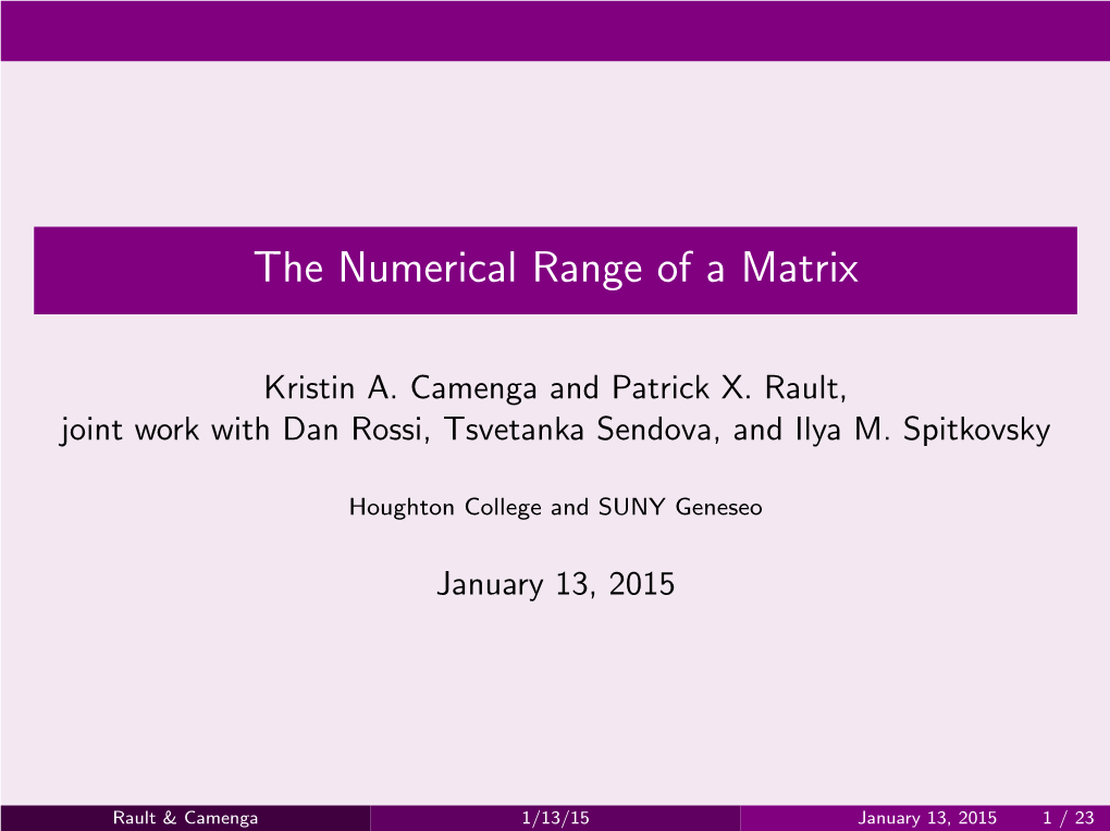 The Numerical Range of a Matrix