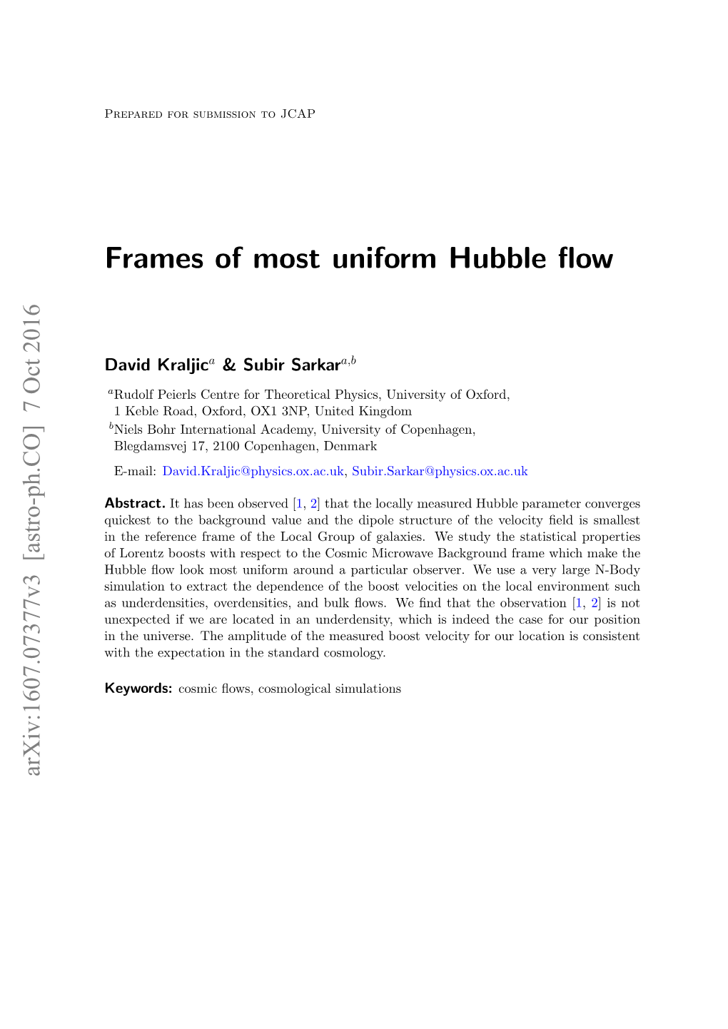 Frames of Most Uniform Hubble Flow